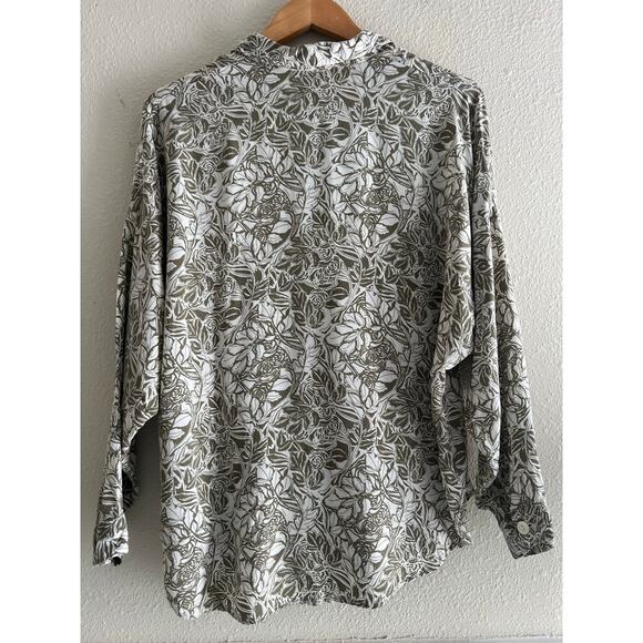 Ajaccio vintage button down shirt floral M-L neutral Novelty cottagecore - Picture 2 of 7